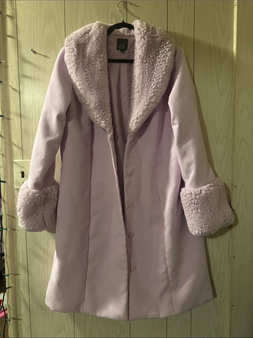 wild fable Lavender Faux Fur-Trim Pea Coat
